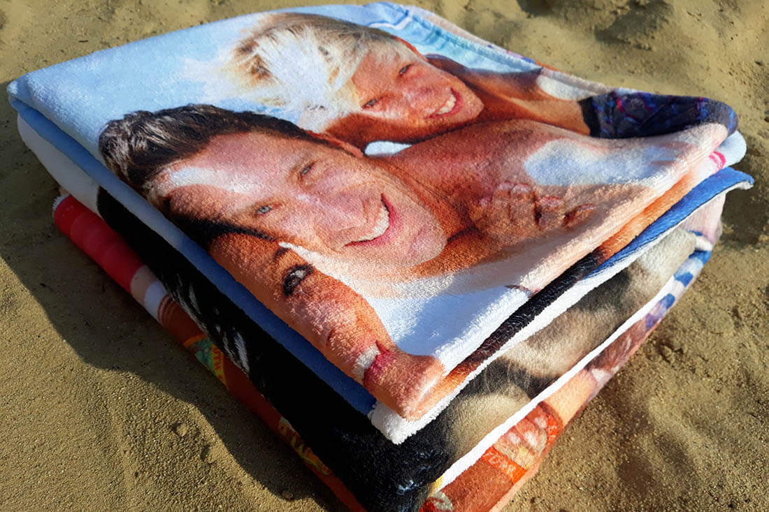 beach towel with family photo